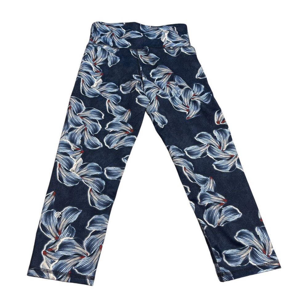 Champion Capri Leggings Women's Small Navy Floral Stretch High-Waist Performance - Picture 3 of 6